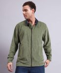 Green Ribbed Zip Up Jacket